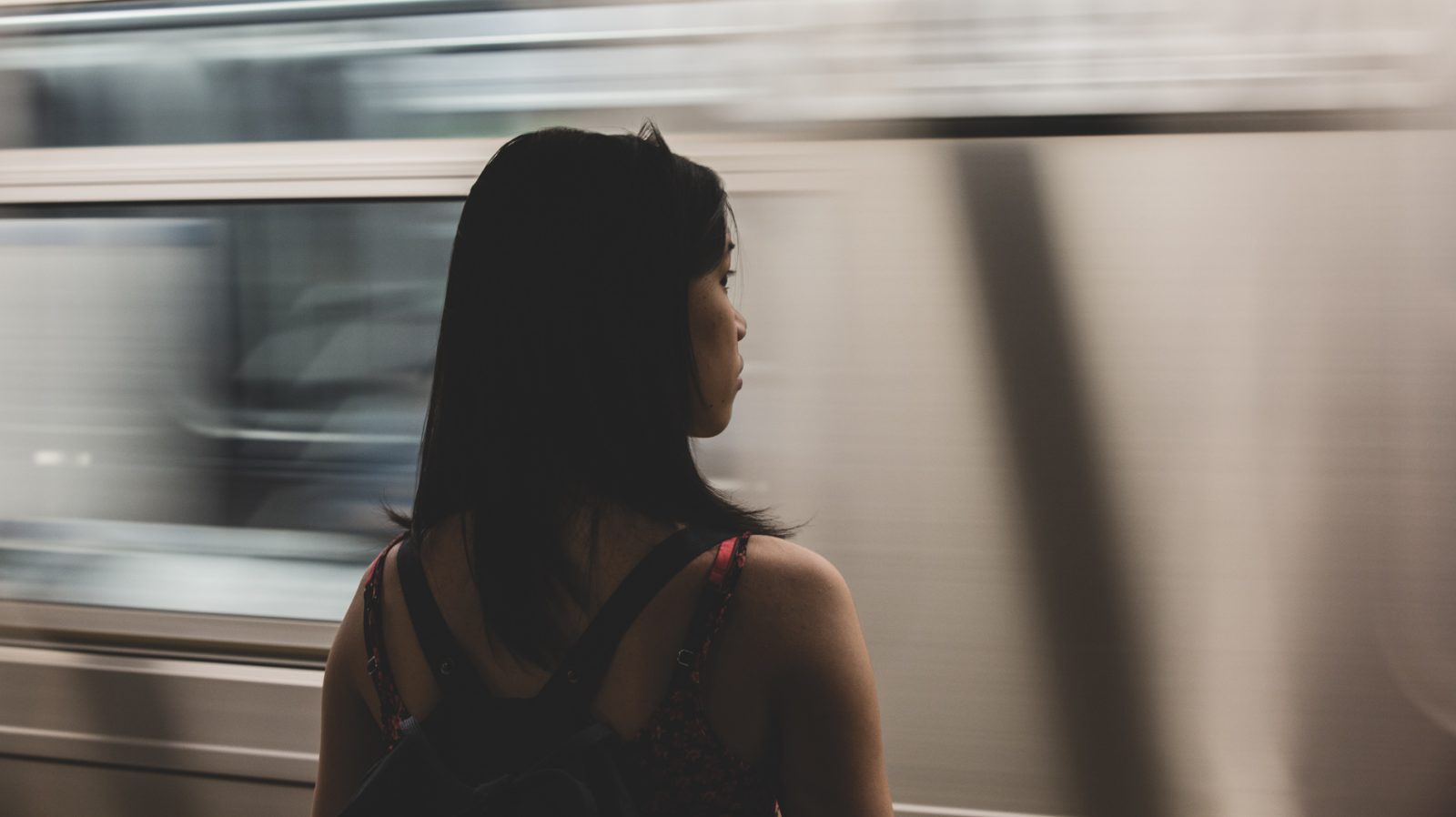 Girl waiting for train