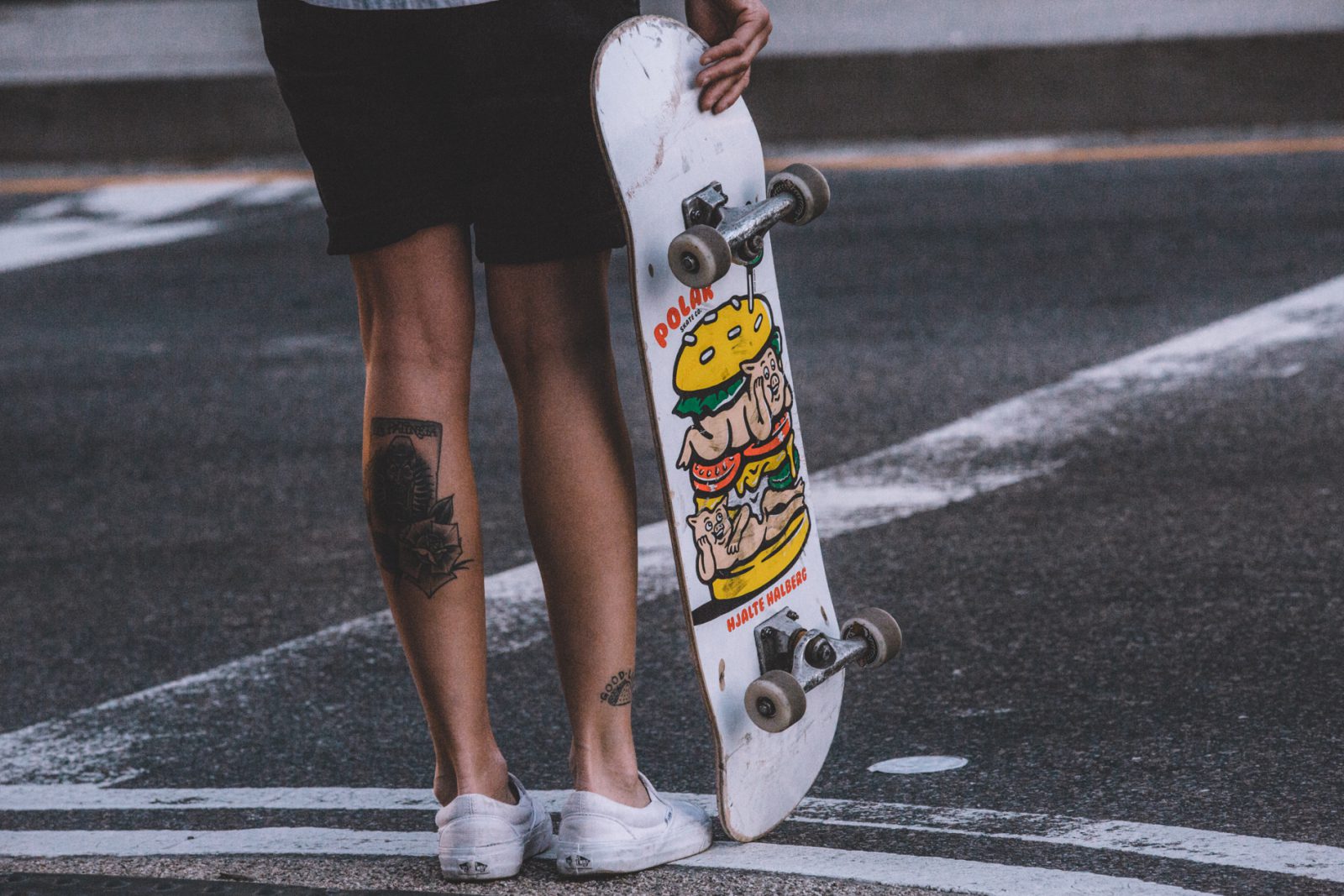 tattoos and skateboard