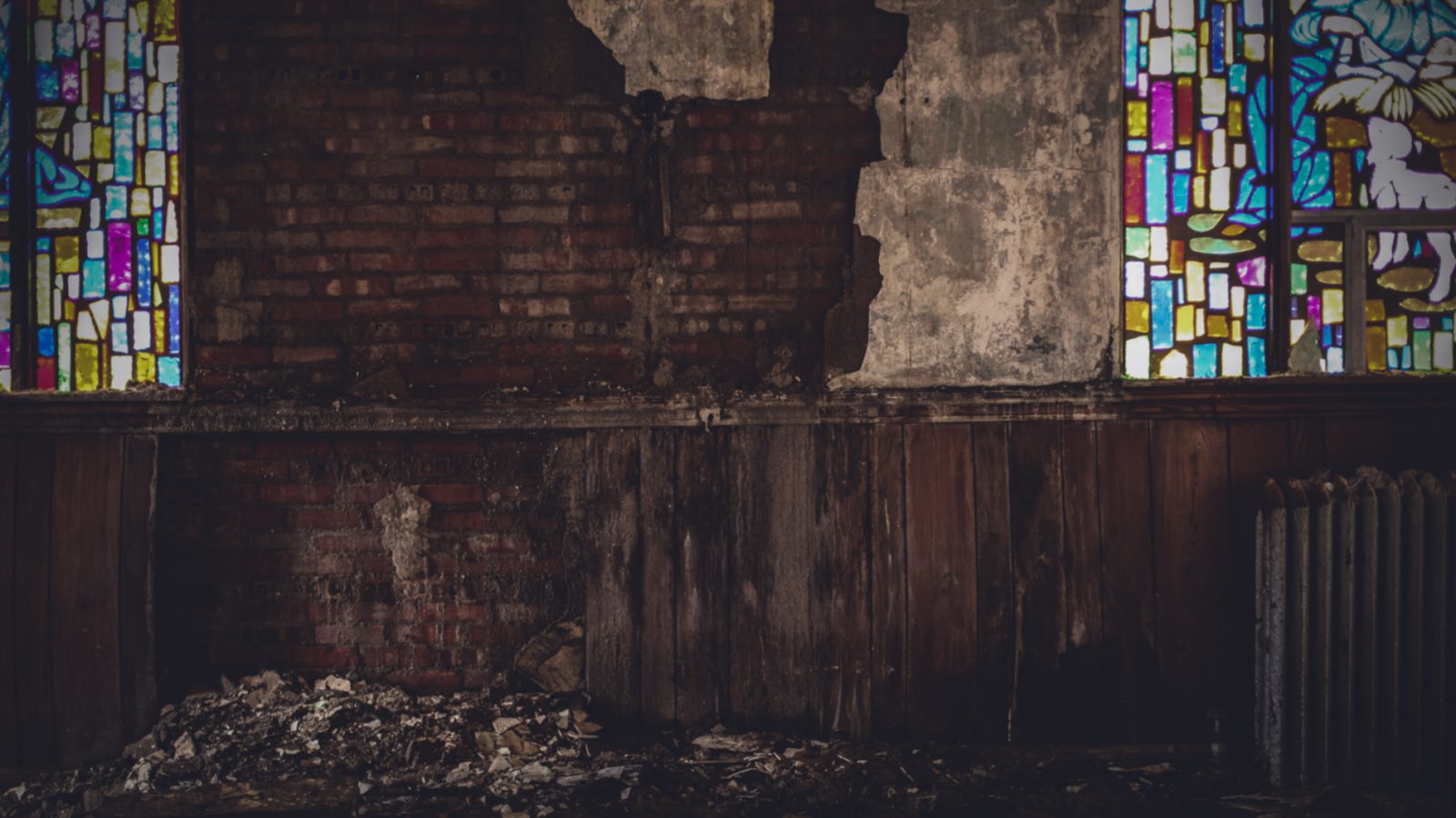 decaying church wall brick