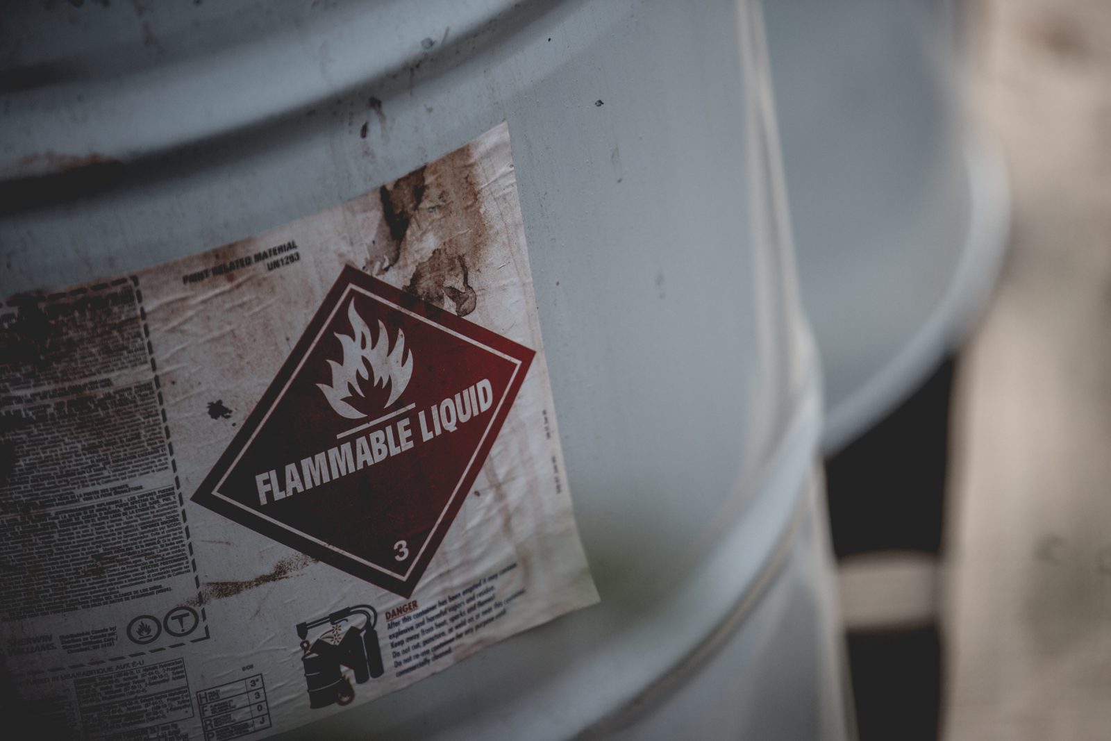 flammable liquid container on train