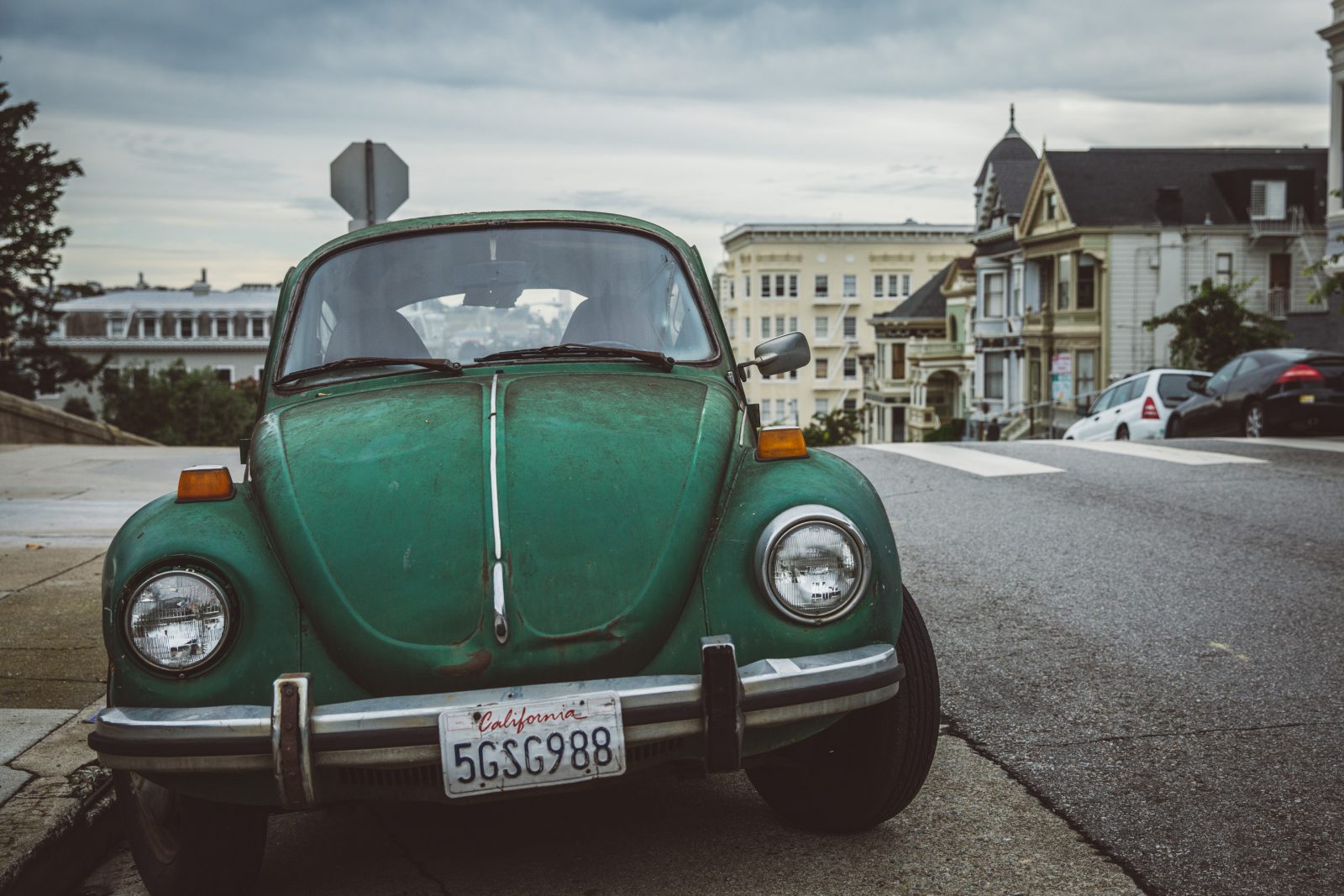 vintage volkswagen bug parked in san francisco